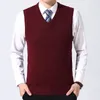 Men's Vests High Quality Autum Winter Fashion Brand Knit Sleeveless Vest Pullover Mens Casual Sweaters Designer Woolen Mans Clothes 230313