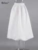 Skirts Bclout Elegant Loose White Women Fashion High Waist Black Party Long Spring Pleated Midi Skirt Female Vintage 230313