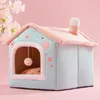 kennels pens Dog Kennel Small Medium Winter Warm House Type Closed Cat Four Seasons Universal Removable Washable Pet 230313