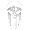 Máscaras de festa Face Chain Tassel Misfarade Face Veil Jóias Jóias de Halloween Mulheres Madeiras de Cristal Madeirado 230313