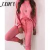 Zweiteilige Hosen für Frauen Jxmyy 2023 Frühling und Herbst European American Ladies Fashion Lose Longleved Casual Comfortable Sports Anzug