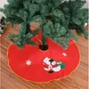 Christmas Decorations Tree Skirts Fashion Santa Snowman Elk Pattern Mat Cover Round Red Rug Xmas Home Festive Party Skirt