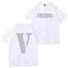 VLONE オリジナルデザインメンズ Tシャツ VLONE ロゴ夏の漫画ノーカラー半袖レタールーズ多用途トップス Tシャツ黒、白、赤 VL1058