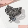 Biżuteria kobiety Pearl Crystal Button Pins Laria Bowknot Brooch Brooch Brooth Botochs Charm Drop dostawa weselna wydarzenia Dhwki