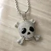 Pendant Necklaces Men's Skull Iced Out Necklace Cubic Zirconia Hip Hop Rock Jewelry With Twist Chain