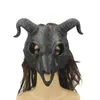 Party Masks Demon Mask Halloween Masquerade Horror Sheep Skull Horn Head Mask Ram Horn Goat Skull Mask Halloween Party Cosplay Costume Decor 230313