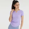 Active Sets T-shirt de yoga à manches courtes original de Lulu pour femme coupe ajustée élastique mince à séchage rapide respirant sport fitness et fitness