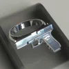 Bandringar Utsökt Gun Imitation Ring Legering Gun Ring Polering Motorcykel Cowboy Biker Vintage Punk Män Kvinnor Cool Ring J230307