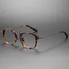 Occhiali da sole di moda firmati di lusso Sconto del 20% DTX413 montatura per occhiali miopia piatta in titanio puro ottico manuale con piastra quadrata tartarugata