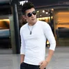 T-shirts pour hommes Chemise à manches longues pour hommes Chemise à manches longues pour hommes Slim Fit Casual Tee Tops Tshirt Blanc Noir