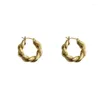 Hoop Earrings Fashion Jewelry Ethnic Style Women's Twisted Texture Niche Design Round Personality Gold Plated