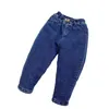 Jeans adolescents hiver classique noir épais petits garçons filles bleu ouaté taille élastique Denim pantalon enfants enfant coton pantalon 3-6 ans