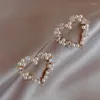 Ohrstecker Korean Fashion Shiny Zicron Hohle Perle Herz Für Frauen Studenten Elegante Nette Boucle D'oreille Schmuck