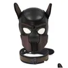 Party Masks Fashion Dog Mask Puppy Cosplay FL Head för vadderad latexgummirollspel med öron 10 Färg 220715 Drop Delivery Home GA DHLYE