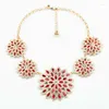 Anhänger Halsketten Kissme Vintage-Stil Statement für Frauen Geschenke Hyperbole Red Crystal Flower Halskette 2023 Modeschmuck