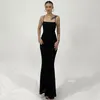 Casual Dresses Summer Party Club Elegant Sleeveless See Through Backless Beach Maxi Dress Slip Solid Vestidos Fashion Sexy Skinny Even