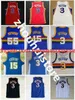 #55 Dikembe Mutombo Jerseys #3 Allen Iverson Jersey #15 Carmelo Anthony Jersey Red Blue White Stitched