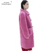 Femmes de fourrure Faux Linhaoshengyue 2023 printemps femmes mélanges laine 90 cm longueur manteau automne mode