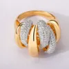 Anéis de casamento grandes anéis de luxo com cúbica de zircônia pedras crisântemo forma feminina noivado de casamento jóias de noiva 230313