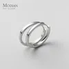 Stud Modian Solid 925 Sterling Silver 2CM Smooth Minimalist Simple Ear Pave Setting Stud Earrings for Women Fine Party Jewelry 230311