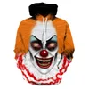 Herrtröjor Horror Movie Chapter 2 3D Tryckt hoodie Sweatshirt Män och kvinnor Fashion Casual Fun Pullover It Clown Print Mönster