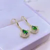 Dangle Earrings Fine Jewelry 925 Sterling Silver Natural Diopside Women's Party Gift Girl Marry Got Engaged Valentine's Day