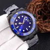 Erkek AAA Mavi kadran siyah kasa 40mm alt izleme Seramik Çember Otomatik Mekanik Stansless Steel Fashion Spor Kendinden Kaçış Süpürme Saat Saatleri