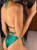 Yüzme Giyim S- XL Parlak Pullar Halter Bikini Çevresinde Sarpı Kadın Mayo Kadın Mayo İki Parçalı Bikini Set Bater Mayo Sim V3961 230313