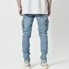 Heren jeans streetwear hiphop joggers heren jeans vrachtbroek hoogwaardige hiphop fietser mode casual slanke fit denim broek zweetbroeken 230313
