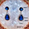 Stud Earrings Temperament Water Drop Glass Filled For Women Inlaid Emerald Multi-Color Party Jewelry
