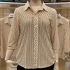 Blouses pour femmes printemps été chemises 2023 grande taille 6XL chemise veste mère rayé manches courtes mode Blouse lâche Cardigan haut imprimé