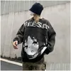 Men'S Sweaters Mens Oversized Men Women Japanese Girl Plovers Oneck 2022 Autumn Streetwear Fashion Cotton Knitted Sweater Drop Deliv Dhxq0