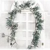 Dekorativa blommor Simulering Korggröna blad Cane Wedding Decoration Willow Plant Rattan Home Garden Vine Fake