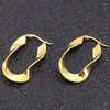 Hoop Earrings 40 MM Fashion Titanium Steel For Women Men Wave Oval Black//Gold Color Ear Jewelry Accessories Gifts