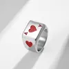 Anneaux de mariage Hommes Femmes Bague en acier inoxydable Poker Spade Ace Argent Noir Tailles 7-12