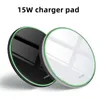 15W QI Wireless Charger Pad för iPhone 12 13 Pro Max Mini 11 XS 8 Mirror Fast Charging Samsung S20 med detaljhandelslådan