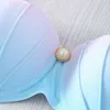 Damen Bademode Sexy Pearl Sling Bikini Anzug Farbverlauf Meerjungfrau Shell BH Badeanzug mit Kissen Push Up Sea Speed Dry 230313