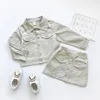 Kleidungssets Baby Mädchen Kleidung Set Baumwolle Säugling Kleinkind Mädchen Jean Jacke Jeansrock 2PCS Frühling Herbst Langarm Kleidung Sets Outfit 230313