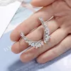 Charm 925 sterling silver Needle Zirconia Angel Wings Stud Earrings For Women Bijoux Fine Jewelry Ear Cuff Cute Gift 230311