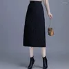 Skirts Winter Warm Down Cotton Women 2023 Fashion Mid-length Thicken Windproof Zipper Pocket Ladies A-Line Skirt