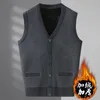 Men S Vesten 2023 Herfstmodemerk Solid wol pullover Sweater V Hek Knit Vest Mouwloze casual topkwaliteit Kleding Q28 230313