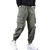 Herenbroek joggers ademende mid-rise hiphop stijl mannen pure kleur pluche voering linering trekkoord lading anti-freeze