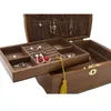 Pudełka biżuterii drewniane pudełko na organizator biżuterii z blokadą podwójnie warstwowa magazyn biżuterii Kobiety Pierścienie Naszyjnik