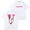 VLONE hommes/femmes coton streetwear à manches courtes lettres de cigarette lâche couple 100% coton sport T-shirt confortable garçon de rue