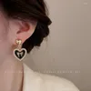 Boucles d'oreilles pendantes Compact mignon en forme de coeur Bowknot Design sens amour pendentif goutte glaçure Super fée rêveuse bijoux