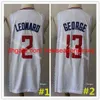 2021 Basketbal 2 Kawhi 13 Paul Leonard George Jersey Gestikt Zwart Wit Blauw