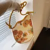 Abendtaschen 2023 Frauen Sonnenblumenölgemälde Shouler Weibliche Marke Wellendesign Knoten Unterarm Handtasche Mode Mädchen Geldbörsen