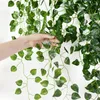 Flores decorativas de 90 cm de folhas artificiais penduradas Ivy Garland Green Plant Vines for Home Garden Wall Decor Rattan Wedding Party Flower Flower Flower