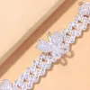 Anklets Punk Cuban Link Butterfly Anklet Wholesale Armband Fashion Chunky Miami Sandaler Iced Out Bling Anklets For Women Men 230311