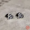 Stud Earrings 925 Sterling Silver Heart Of The Tribe Personality Minimalist Ear Jewelry Accessories Gothic StyleStud